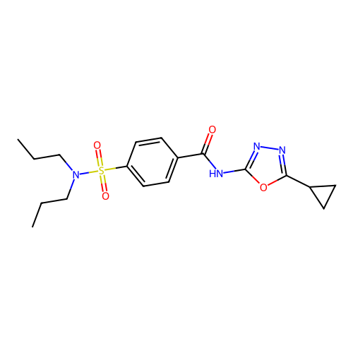 N-(5-cyclopropyl-1,3,4-oxadiazol-2-yl)-4-(dipropylsulfamoyl)benzamide structure