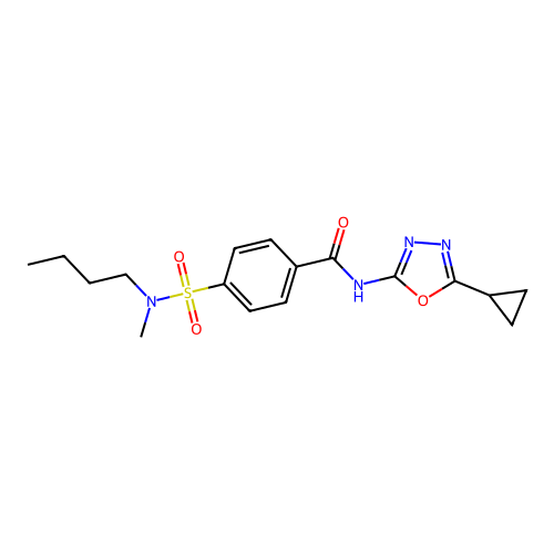 4-[butyl(methyl)sulfamoyl]-N-(5-cyclopropyl-1,3,4-oxadiazol-2-yl)benzamide structure