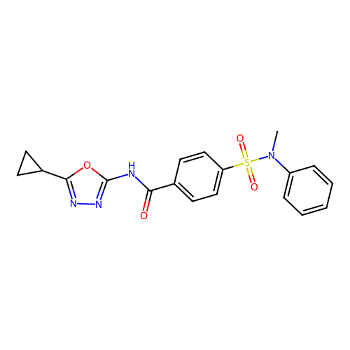 N-(5-cyclopropyl-1,3,4-oxadiazol-2-yl)-4-(N-methyl-N-phenylsulfamoyl)benzamide structure
