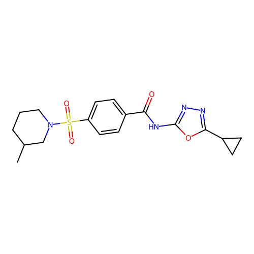 N-(5-cyclopropyl-1,3,4-oxadiazol-2-yl)-4-(3-methylpiperidin-1-yl)sulfonylbenzamide structure