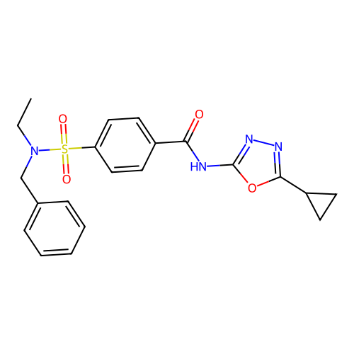 4-[benzyl(ethyl)sulfamoyl]-N-(5-cyclopropyl-1,3,4-oxadiazol-2-yl)benzamide structure