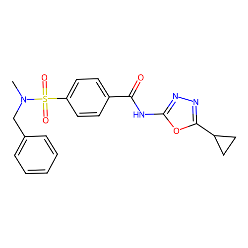 4-[benzyl(methyl)sulfamoyl]-N-(5-cyclopropyl-1,3,4-oxadiazol-2-yl)benzamide structure