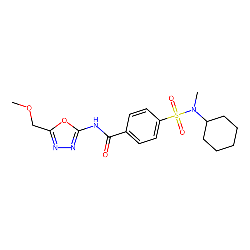 4-[cyclohexyl(methyl)sulfamoyl]-N-[5-(methoxymethyl)-1,3,4-oxadiazol-2-yl]benzamide structure