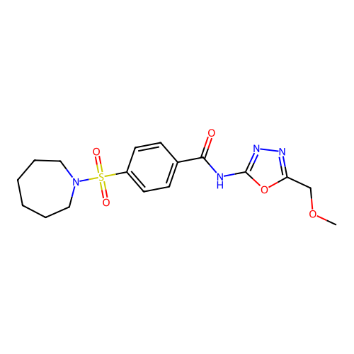 4-(azepan-1-ylsulfonyl)-N-[5-(methoxymethyl)-1,3,4-oxadiazol-2-yl]benzamide structure