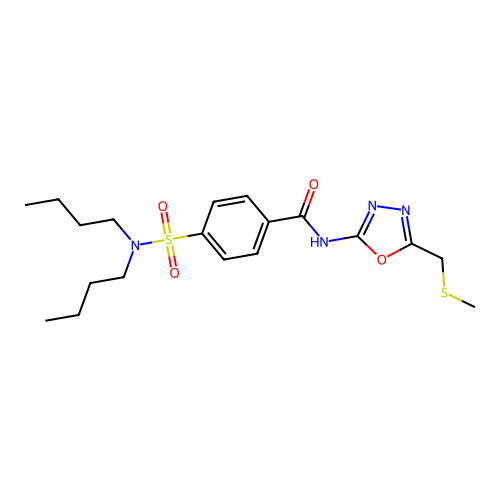 4-(dibutylsulfamoyl)-N-[5-(methylsulfanylmethyl)-1,3,4-oxadiazol-2-yl]benzamide structure