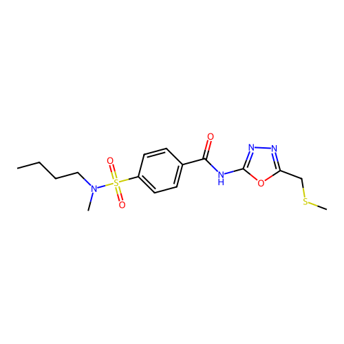 4-[butyl(methyl)sulfamoyl]-N-[5-(methylsulfanylmethyl)-1,3,4-oxadiazol-2-yl]benzamide structure