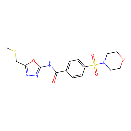N-(5-((methylthio)methyl)-1,3,4-oxadiazol-2-yl)-4-(morpholinosulfonyl)benzamide structure