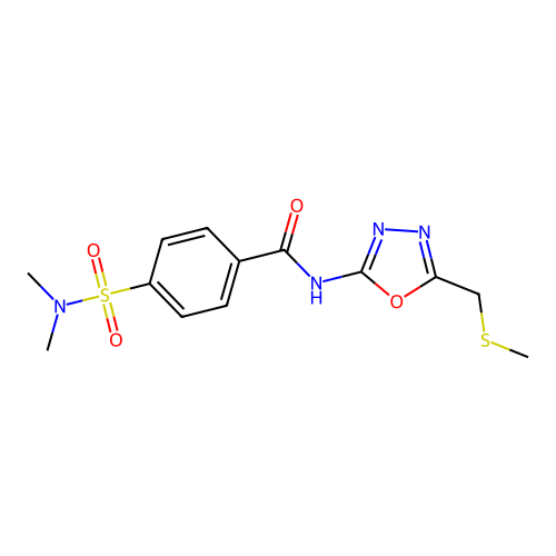 4-(dimethylsulfamoyl)-N-{5-[(methylsulfanyl)methyl]-1,3,4-oxadiazol-2-yl}benzamide structure