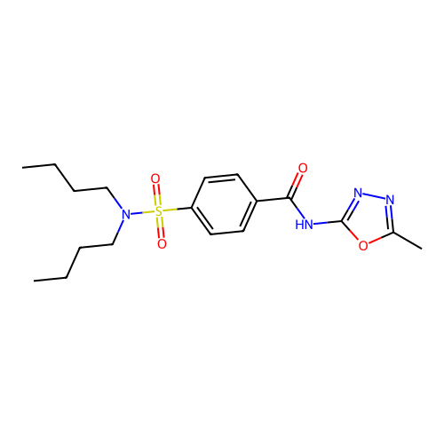 4-(dibutylsulfamoyl)-N-(5-methyl-1,3,4-oxadiazol-2-yl)benzamide structure