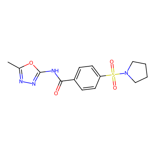 N-(5-methyl-1,3,4-oxadiazol-2-yl)-4-(pyrrolidin-1-ylsulfonyl)benzamide structure