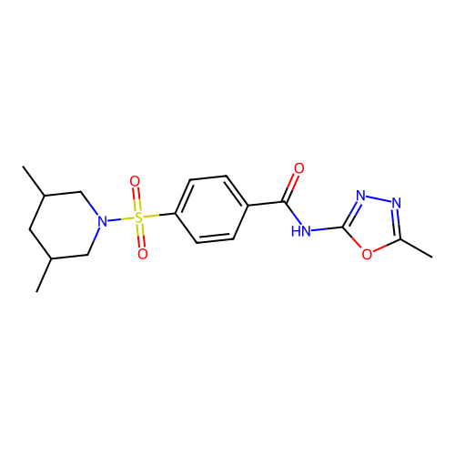 4-(3,5-dimethylpiperidin-1-yl)sulfonyl-N-(5-methyl-1,3,4-oxadiazol-2-yl)benzamide structure