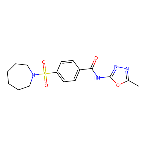 4-(azepan-1-ylsulfonyl)-N-(5-methyl-1,3,4-oxadiazol-2-yl)benzamide structure
