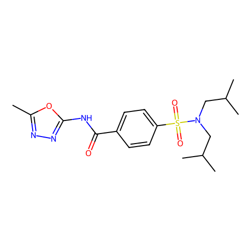 4-[bis(2-methylpropyl)sulfamoyl]-N-(5-methyl-1,3,4-oxadiazol-2-yl)benzamide structure