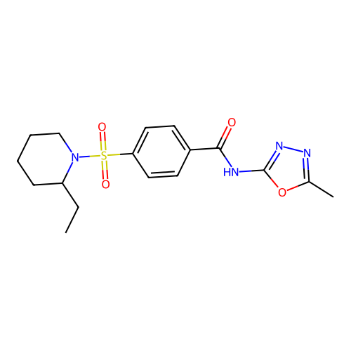 4-((2-ethylpiperidin-1-yl)sulfonyl)-N-(5-methyl-1,3,4-oxadiazol-2-yl)benzamide structure