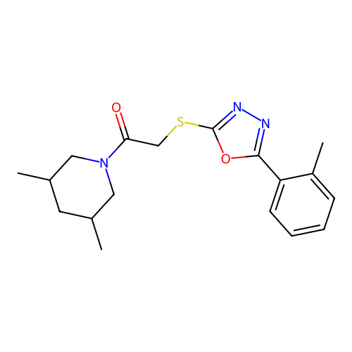1-(3,5-dimethylpiperidin-1-yl)-2-{[5-(2-methylphenyl)-1,3,4-oxadiazol-2-yl]sulfanyl}ethan-1-one structure