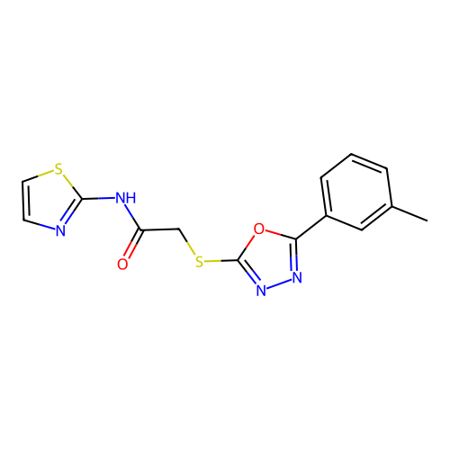 2-{[5-(3-METHYLPHENYL)-1,3,4-OXADIAZOL-2-YL]SULFANYL}-N-(1,3-THIAZOL-2-YL)ACETAMIDE structure