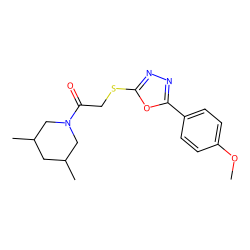 1-(3,5-dimethylpiperidin-1-yl)-2-{[5-(4-methoxyphenyl)-1,3,4-oxadiazol-2-yl]sulfanyl}ethan-1-one structure