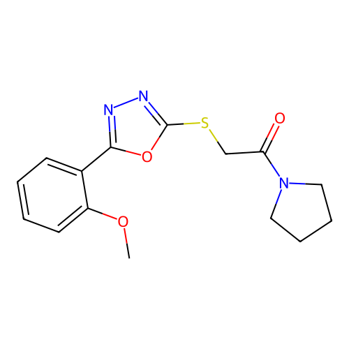 2-[[5-(2-Methoxyphenyl)-1,3,4-oxadiazol-2-yl]sulfanyl]-1-pyrrolidin-1-ylethanone structure