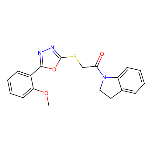 1-(2,3-dihydro-1H-indol-1-yl)-2-{[5-(2-methoxyphenyl)-1,3,4-oxadiazol-2-yl]sulfanyl}ethan-1-one structure