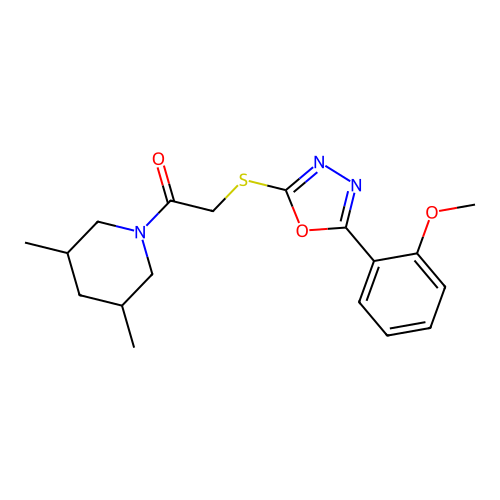 1-(3,5-dimethylpiperidin-1-yl)-2-{[5-(2-methoxyphenyl)-1,3,4-oxadiazol-2-yl]sulfanyl}ethan-1-one structure