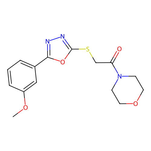 4-({[5-(3-Methoxyphenyl)-1,3,4-oxadiazol-2-yl]thio}acetyl)morpholine structure