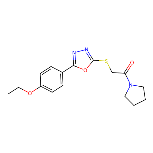 2-((5-(4-Ethoxyphenyl)-1,3,4-oxadiazol-2-yl)thio)-1-(pyrrolidin-1-yl)ethanone structure