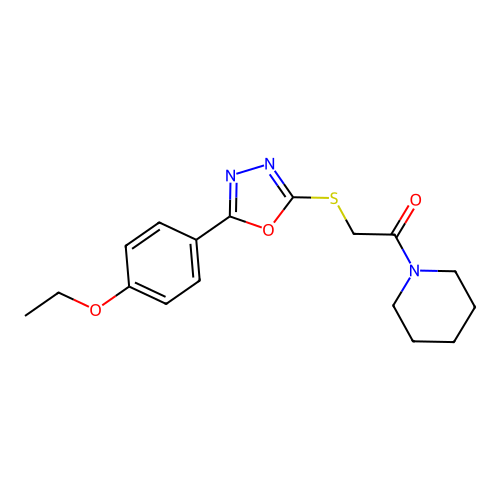 2-((5-(4-Ethoxyphenyl)-1,3,4-oxadiazol-2-yl)thio)-1-(piperidin-1-yl)ethanone structure