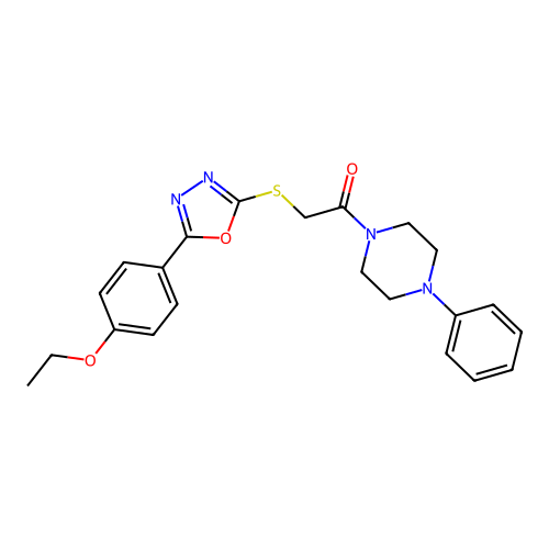 2-{[5-(4-ethoxyphenyl)-1,3,4-oxadiazol-2-yl]sulfanyl}-1-(4-phenylpiperazin-1-yl)ethan-1-one structure