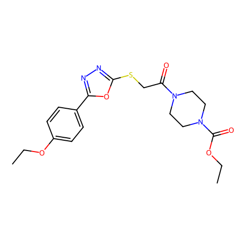 ETHYL 4-(2-{[5-(4-ETHOXYPHENYL)-1,3,4-OXADIAZOL-2-YL]SULFANYL}ACETYL)PIPERAZINE-1-CARBOXYLATE structure