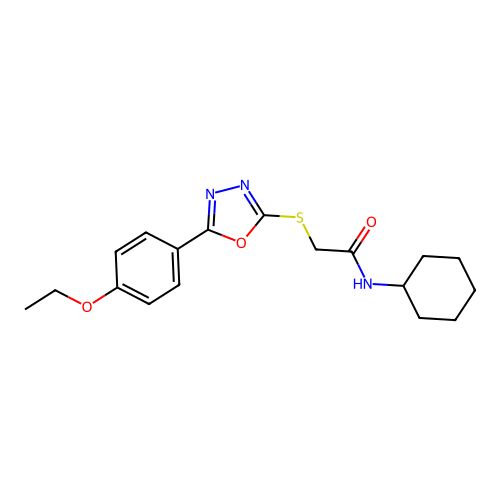 N-Cyclohexyl-2-{[5-(4-ethoxyphenyl)-1,3,4-oxadiazol-2-YL]sulfanyl}acetamide structure
