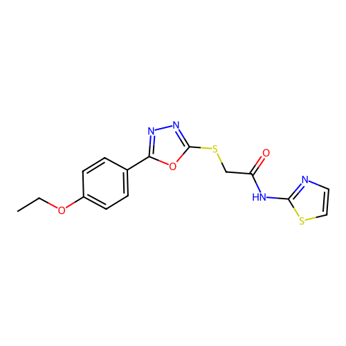 2-((5-(4-ethoxyphenyl)-1,3,4-oxadiazol-2-yl)thio)-N-(thiazol-2-yl)acetamide structure