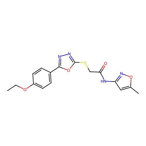 2-((5-(4-ethoxyphenyl)-1,3,4-oxadiazol-2-yl)thio)-N-(5-methylisoxazol-3-yl)acetamide structure