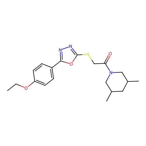 1-(3,5-dimethylpiperidin-1-yl)-2-{[5-(4-ethoxyphenyl)-1,3,4-oxadiazol-2-yl]sulfanyl}ethan-1-one structure