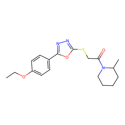 2-((5-(4-ethoxyphenyl)-1,3,4-oxadiazol-2-yl)thio)-1-(2-methylpiperidin-1-yl)ethanone structure