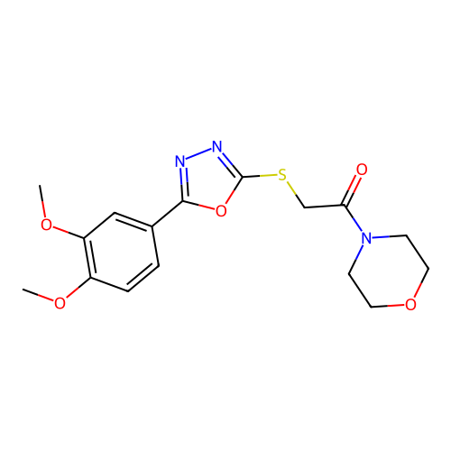 2-{[5-(3,4-dimethoxyphenyl)-1,3,4-oxadiazol-2-yl]sulfanyl}-1-(morpholin-4-yl)ethan-1-one structure