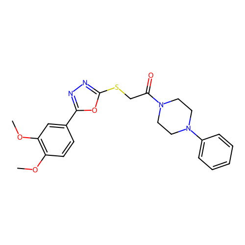 2-((5-(3,4-dimethoxyphenyl)-1,3,4-oxadiazol-2-yl)thio)-1-(4-phenylpiperazin-1-yl)ethanone structure