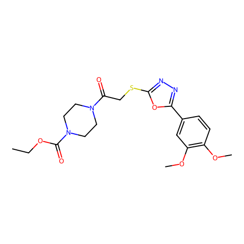 ETHYL 4-(2-{[5-(3,4-DIMETHOXYPHENYL)-1,3,4-OXADIAZOL-2-YL]SULFANYL}ACETYL)PIPERAZINE-1-CARBOXYLATE structure