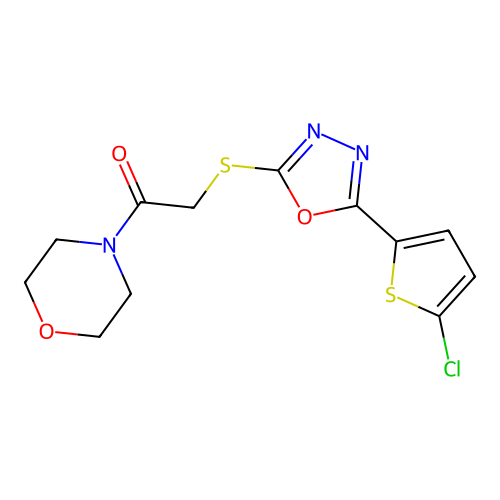 4-({[5-(5-Chlorothien-2-yl)-1,3,4-oxadiazol-2-yl]thio}acetyl)morpholine structure