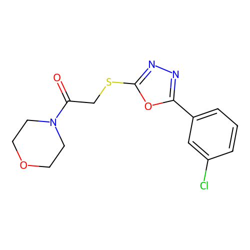 2-((5-(3-Chlorophenyl)-1,3,4-oxadiazol-2-yl)thio)-1-morpholinoethanone structure