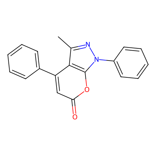 3-Methyl-1,4-diphenylpyrano[2,3-c]pyrazol-6-one structure