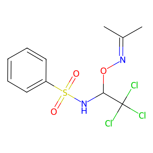 Benzenesulfonamide, N-(1-((isopropylideneamino)oxy)-2,2,2-trichloroethyl)- structure