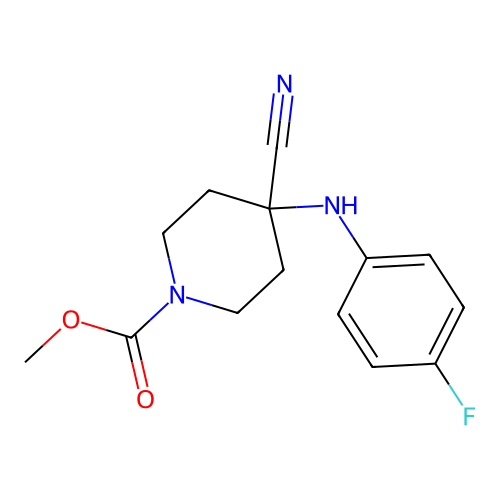 Methyl 4-cyano-4-((4-fluorophenyl)amino)piperidine-1-carboxylate structure