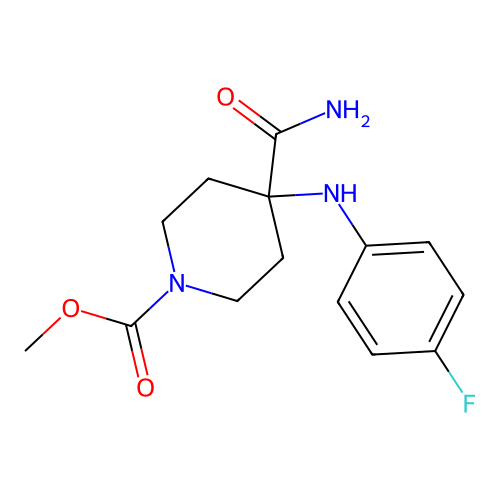 Methyl 4-(carbamoyl)-4-[(4-fluorophenyl)amino]piperidine-1-carboxylate structure
