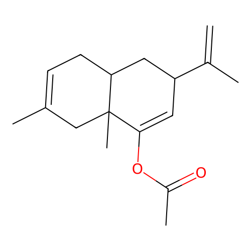 (7,8a-dimethyl-3-prop-1-en-2-yl-4,4a,5,8-tetrahydro-3H-naphthalen-1-yl) acetate structure
