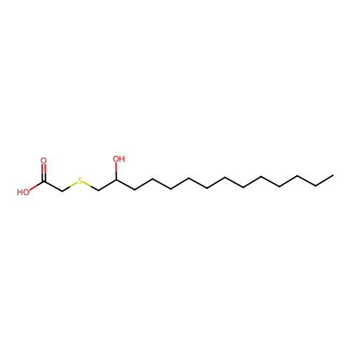 ((2-Hydroxytetradecyl)thio)acetic acid structure