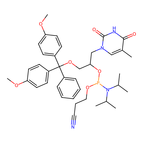 (R)-1-(BIS(4-METHOXYPHENYL)(PHENYL)METHOXY)-3-(5-METHYL-2,4-DIOXO-3,4-DIHYDROPYRIMIDIN-1(2H)-YL)PROPAN-2-YL (2-CYANOETHYL) DIISOPROPYLPHOSPHORAMIDITE structure