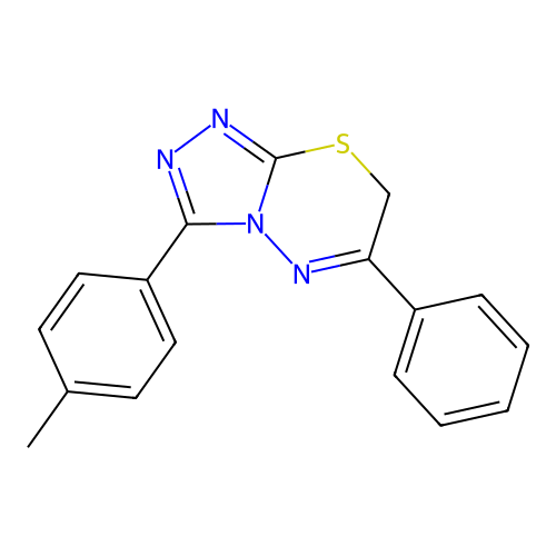 3-(4-methylphenyl)-6-phenyl-7H-[1,2,4]triazolo[3,4-b][1,3,4]thiadiazine structure