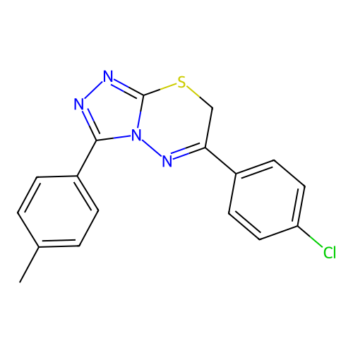 6-(4-chlorophenyl)-3-(4-methylphenyl)-7H-[1,2,4]triazolo[3,4-b][1,3,4]thiadiazine structure