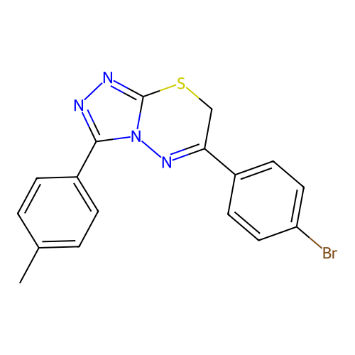 6-(4-bromophenyl)-3-(4-methylphenyl)-7H-[1,2,4]triazolo[3,4-b][1,3,4]thiadiazine structure