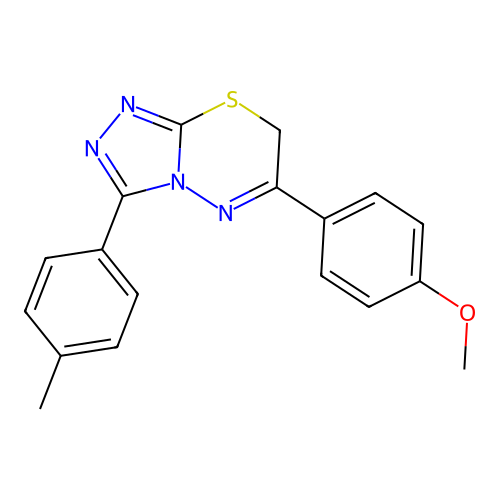 6-(4-methoxyphenyl)-3-(4-methylphenyl)-7H-[1,2,4]triazolo[3,4-b][1,3,4]thiadiazine structure